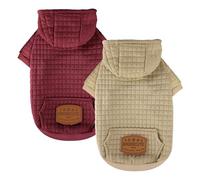 2 Pack Dog Hoodie Sweaters for Small Medium Dogs Warm Dog Clothes for Large Dogs Soft Waffle-Like Laminated Sweatshirt Bulldog (Brown+Wine Red, S (Back: 11.5",Chest: 15.5", Neck: 10"))
