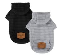 2 Pack Dog Hoodie Sweaters for Small Medium Large Dogs Winter Fall Warm Dog Clothes for Small Dogs Ultra-Soft Sweatshirt Jackets Waffle-Like Laminated Cotton Coats Bulldog Pitbull Schnauzer Cats