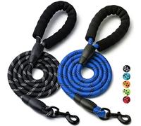 2 Pack Dog Leash, 4/5//6 FT Heavy Duty Nylon Rope Pet Leashes with Comfortable Padded Handle, Reflective Dog Leashes for Small Medium and Large Dogs (4FT-3/8,Black/Dark Blue)