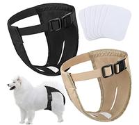 2 Pack Dog Pants Dog Nappies with 6 Sanitary Pad Adjustable Protective Trousers for Female pets in Heat Monthly Bleeding Physiological Washable Pants(XXL)