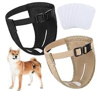 2 Pack Dog Pants Dog Nappies with 6 Sanitary Pad Adjustable Protective Trousers for Female pets in Heat Monthly Bleeding Physiological Washable Pants(L)
