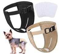 2 Pack Dog Pants Dog Nappies with 6 Sanitary Pad Adjustable Protective Trousers for Female pets in Heat Monthly Bleeding Physiological Washable Pants(Small)