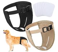 2 Pack Dog Pants Dog Nappies with 6 Sanitary Pad Adjustable Protective Trousers for Female pets in Heat Monthly Bleeding Physiological Washable Pants(XL)