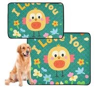 2 Pack Dog Pee Mat Cat Pee Pads for Floor Anti Slip Rug for Indoor 24x36in+36x42in I Love Your Valentine Cartoon Bird3
