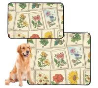 2 Pack Dog Pee Mats Cat Pee Pads for Indoor Cats Anti Slip for Outdoor 24x36in+36x42in Floral Tarot Pattern