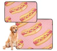 2 Pack Dog Pee Mats Dog Pee Mat Washable Dog Anti Slip for Indoor 24x36in＋36x42in Cute Hot Dog