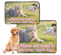2 Pack Dog Pee Proof Rug Large Washable Pee Pads for Dogs Dog Anti Slip for Car Seat 24x36in＋36x42in Meow and Woof to The Paw-Tastic Day