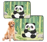 2 Pack Dog Pee Proof Rug Muddy Mats for Dogs Washable Anti Slip for Car 24x36in+36x42in Panda with