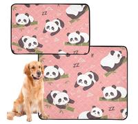 2 Pack Dog Pee Proof Rug Reusable Pee Pads Anti Slip Mat for Beach 24x36in＋36x42in Panda Oriental Cane Blush Pattern