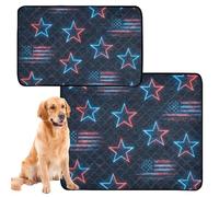 2 Pack Dog Pee Proof Rug Washable Dog Mat Anti Slip Floor Mat for Car Seat 24x36in＋36x42in 4th_July_Stars_Cyberpunk_Pattern