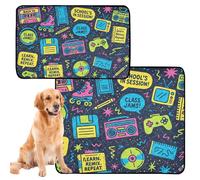 2 Pack Dog Pee Rug Cat Pee Pads for Indoor Cats Anti Slip Mat for Airline Crate 24x36in+36x42in 90s_Music_Entertainment_Wallpaper