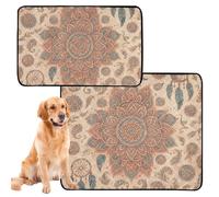 2 Pack Dog Pee Rug Dog Rugs Washable Anti Slip Floor Mat for Outdoor 24x36in＋36x42in Boho Mandala Glitter Wallpaper