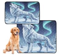 2 Pack Dog Pee Rug Rug for Dogs Muddy Feet Washable Anti Slip Mat for Indoor 24x36in+36x42in Wolf Winter Safari Collage