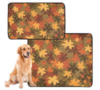 2 Pack Dog Pee Tray Indoor Dog Pads Washable Waterproof Anti Slip Floor Mat for Airline Crate 24x36in+36x42in Safari Fall Maples