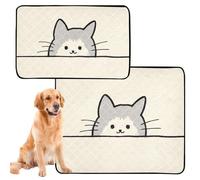 2 Pack Dog Pee Tray Indoor Rug for Dogs Muddy Feet Washable Anti Slip Rug for Indoor 24x36in＋36x42in Cat Peek White Art