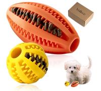 2 Pack Dog Puzzle Toy for Small & Smart Dogs, Interactive Dog Chew Toys for Boredom, Dog Enrichment Toys To Keep Them Busy, Treat Dispensing Ball for puppy Dog Teething and Training(1 Yellow+1 Orange)