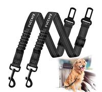 2 Pack Dog Seat Belt Adjustable Dog Car Seatbelts for Vehicle Nylon Pet Safety Seat Belt with Elastic Bungee Buffer Reflective & Durable Car Harness for Dogs