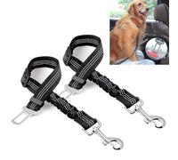 2 Pack Dog Seat Belts for Cars - Dog Seat Belt Adjustable Elastic Bungee - Strong Durable Dog Car Harness - Car Dog Seat Belt 360 Degree Swivel Attach Won't Twist, Reflective, Easy to Use