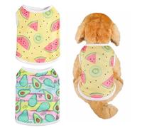 2 Pack Dog Shirts Puppy T-Shirts,Fruit Printed Pets Shirts Soft Vest Clothes for Dog, Striped Dog Shirt Cotton Small Dog Summer Thin Vest for Medium Small Dogs (M)