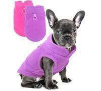 2 Pack Dog Sweater with Leash Ring Winter Warm Pet Sweater Thick Clothes Coat Fleece Dog Sweaters for Small Dogs Girl Boy for Chihuahua, French Bulldog, Dachshund (Pink,Purple, Small)