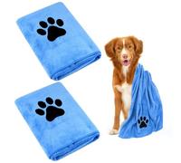2 Pack Dog Towel, Super Absorbent Dog Towels for Drying Dogs, 100 x 50 cm Microfibre Dogs Drying Towel for Puppies, Cats and Other Pets Bath, Rain, Travel (Blue)