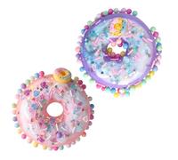 2 Pack Donut Squishy and Squishy Donut Fidget, Stress Relief for All Groups, Classroom and Office Focus Tools, Pink and Purple Doughnut Squeeze Ornament