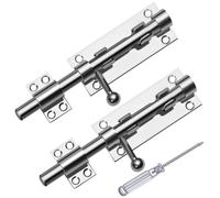 2 Pack Door Bolt Lock Latch,6 Inch Heavy Duty Slide Gate Latch Bolt Safety Door Lock with Padlock Hole,304 Stainless Steel Barrel Gate Bolt Latch for Shed Doors, Gates, Outhouse Doors, Bathroom