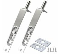 2 Pack Door Flush Bolt with Concealed Stainless Steel Slide Latch, Suitable for Composite, Patio, Wood, Double Doors, Spring Loaded Bolt and Screws