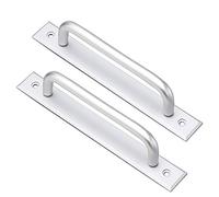2 Pack Door Handle Pulls,Sliding Door Handle Push Door Handles Barn Door Handle Garden Gate Shed Pulls Handles for Kitchen,Furniture,Cabinet,Closet,Silver,Aluminum Alloy(Hole Distance:160mm)
