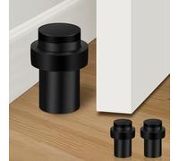 2 Pack Door Stop Black Door Stopper Wall Floor Mounted Cylindrical Rubber Door Bumper, Stainless Steel Doorstop Indoors Outdoors Tall Door Stops, 50mm (2 Inch)