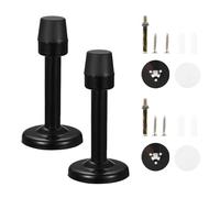 2 Pack Door Stoppers, Black Stainless Steel Wall Protector Home Door Stops with Rubber Buffer Bumper for Sound Dampening