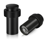 2 Pack Door Stops,85mm Black Door Stop Floor Wall Mounted,Heavy Duty Stainless Steel Door Stopper for Wall, Indoor Outdoor Modern Tall Cylinder Doorstop with Rubber Bumper