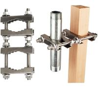 2 Pack Double Antenna Mast Clamp V Jaw Block 304 Stainless Steel TV Double Antenna Pole Holder Heavy Duty Pole to Pole Mounting Hardware Kit Bracket Holder for TV Ham, Flag Post, Umbrella, Parasols