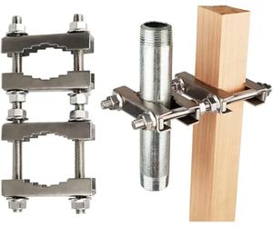 2 Pack Double Antenna Mast Clamp V Jaw Block 304 Stainless Steel TV Double Antenna Pole Holder Heavy Duty Pole to Pole Mounting Hardware Kit Bracket Holder for TV Ham, Flag Post, Umbrella, Parasols