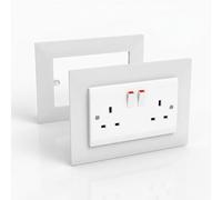 2 Pack Double Light Switch Cover Protectors White Acrylic Renter Friendly Peel Stick Dust & Fingerprint Resistant for UK Standard Switches Modern Upgrade