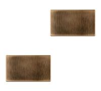 2 Pack Double SCREWLESS Antique Brass Blanking Plate Round Edged Wall Hole Cover - Wiring Outlet Cable Tidy