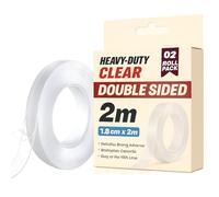 2 Pack Double Sided Clear Adhesive Tape With Strong Sticky Clear Liner Waterproof Gel Removable Heavy Duty Mounting Tape For Indoor Outdoor Wall Home Office Décor Secure Fixing No Residue
