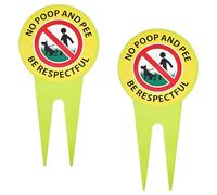 2 Pack Double Sided No Pooping Dog Sign for Yard, 13.7 x 8'' No Peeing Dog Sign With Stake, Aluminum Weatherproof Stop Dogs From Pooping or Peeing On Your Lawn, Be Respectful Signs for Outdoor Use