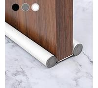 2 PACK Double Under Door Draught Excluder, 37.8 inch Door Draft Stopper, Adjustable Weather Stripping Noise Blocker, Cuttable Isolation Strip, Thicker Draught Excluder for Bottom of Door (White)