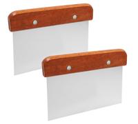 2 Pack Dough Scraper Set Stainless Steel, 15cm Dough Cutter Food Grade Baking Scraper with Wooden Handle, Professional Bench Scraper & Pastry Cutter for Pizza, Bread, Pasta & Cake Dough
