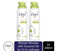 2 Pack Dove Shower Mousse with Coconut Oil for 24H Softness, 200ml