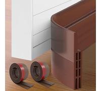 2 Pack Draft Excluder for Doors,Self Adhesive Draught Excluder Door,Under Door Sweep Weather Stripping Soundproof Rubber Bottom Seal Strip,2" W x 39" L (Brown)