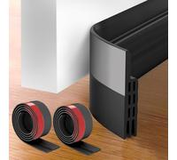 2 Pack Draft Excluder for Doors,Self Adhesive Draught Excluder Door,Under Door Sweep Weather Stripping Soundproof Rubber Bottom Seal Strip,2" W x 39" L (Black)