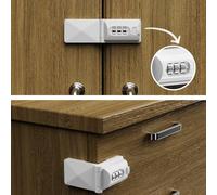 2 Pack Drawer Locks Baby Proofing Keyless Password Code Dresser Child Proof Locks Cabinet Combination Owners Closet Baby Safety Lock Latches for Bedstand Furniture Corner Edges (2, White)