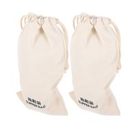 2 Pack Drawstring Slipper Storage Bags for Hotel Slippers | Beige Cloth, Fine Texture, Reusable Design, Suitcase Packing, Clean and Dirty Separation