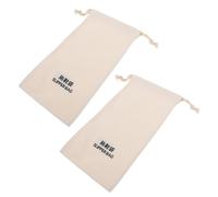 2 Pack Drawstring Slipper Storage Bags for Travel Suitcase Packing | Fabric Cloth, Beige Finish, Separate Clean from Dirty, Includes Slipper Bag Sign for Hotel Guests