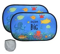 2 Pack Dream Big Car Window Shade Baby, Children's Car Sun Shades for Kids UV Rays Sunlight Protection, Sun Protector for Car Side Windows Baby with Storage Bag (51X31cm)