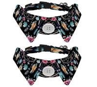 2 Pack Dream Catcher Flowers Dog Collars Bowtie with Shirt Collar Adjustable Pet Cats Puppies Necktie for Small Girl Boy Dog Wedding Birthday Gift