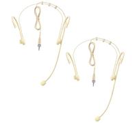 2 Pack Dual Earhook Face Microphone Headset Headworn Microphone Hanging Condenser Omnidirectional Mic for Sennheiser,3.5mm Screw Lock Plug with Windscreen and 1.5m Cable,Foldable,Beige