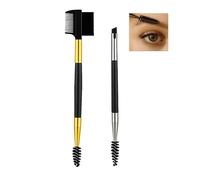 2-Pack Dual-Ended Eyebrow Brush and Eyelash Comb - Professional Brow & Lash Tool with Gold Handle for Eyebrow Grooming, Lash Separation, Precise Eyeliner Application & Contouring